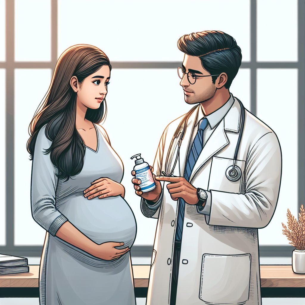 Pregnant woman receiving skincare advice from healthcare provider