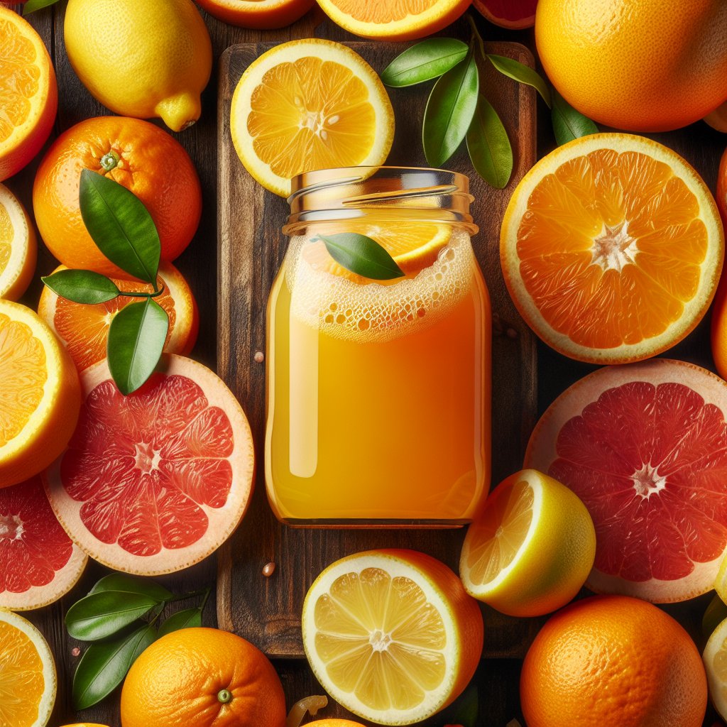 Assorted fresh oranges, lemons, and other fruits, showcasing the natural ingredients used in Sunny D for promoting health and wellness.
