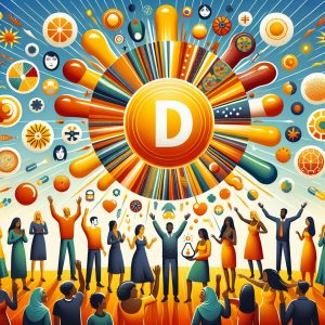 Diverse group of people standing under a radiant sun, symbolizing the universal importance of Vitamin D for overall health.