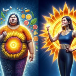 Before-and-after transformation resulting from the effects of Vitamin D3 on weight loss journey