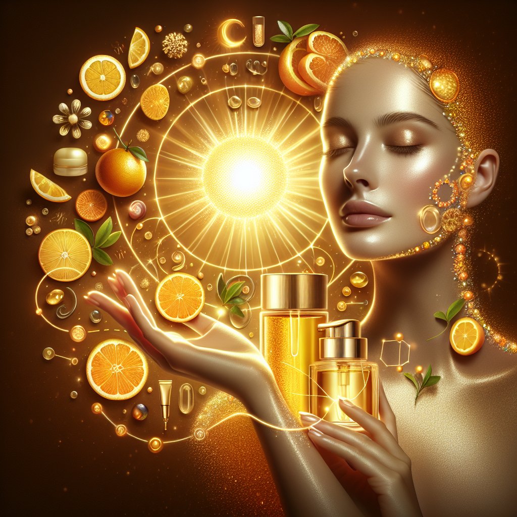 Radiant skin texture with citrus fruits, symbolizing the rejuvenating benefits of Vitamin C