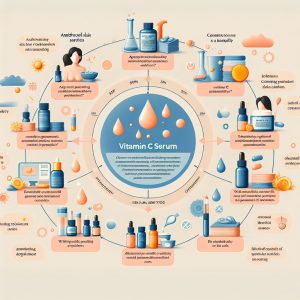 Visual representation of factors affecting acne breakouts from vitamin C serum usage