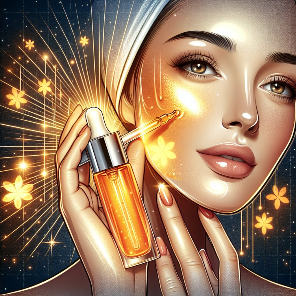 Woman with radiant and flawless complexion, symbolizing the transformative benefits of vitamin C serum.