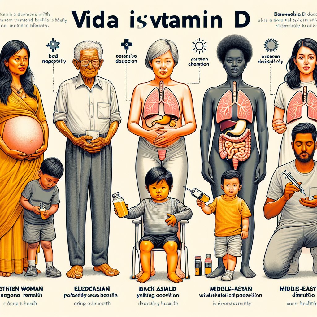 Diverse group of individuals benefiting from Vitamin D shots including a pregnant woman, elderly person, young child, individual with limited sun exposure, and person with digestive conditions.
