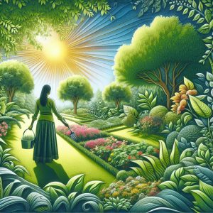 Person enjoying a leisurely walk amidst vibrant greenery under the sunny sky, emphasizing the importance of Vitamin D for overall health.