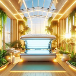 Luxurious modern tanning bed in spa setting