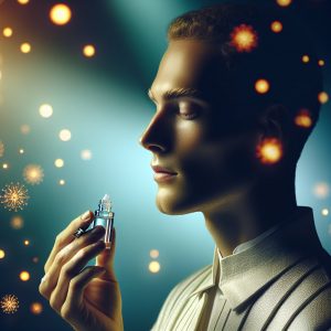 Woman applying vitamin C-infused serum to her face in a serene nighttime skincare routine scene