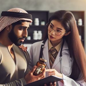 Patient consulting healthcare provider about post-surgery supplements