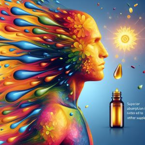 Human figure rapidly absorbing vibrant liquid drops