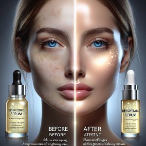 Before and after transformation of skin showcasing the impact of Glossier Super Glow serum