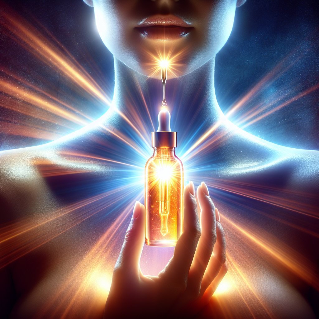 Glowing skin with beam of light, showcasing the transformative power of Edom Vitamin C and Hyaluronic Acid Serum.