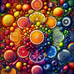 Assortment of vibrant citrus fruits and colorful fruits and vegetables rich in bioflavonoids.