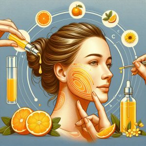 Radiant skin, serum application techniques, and fruit extracts promoting optimal absorption of vitamin C serum
