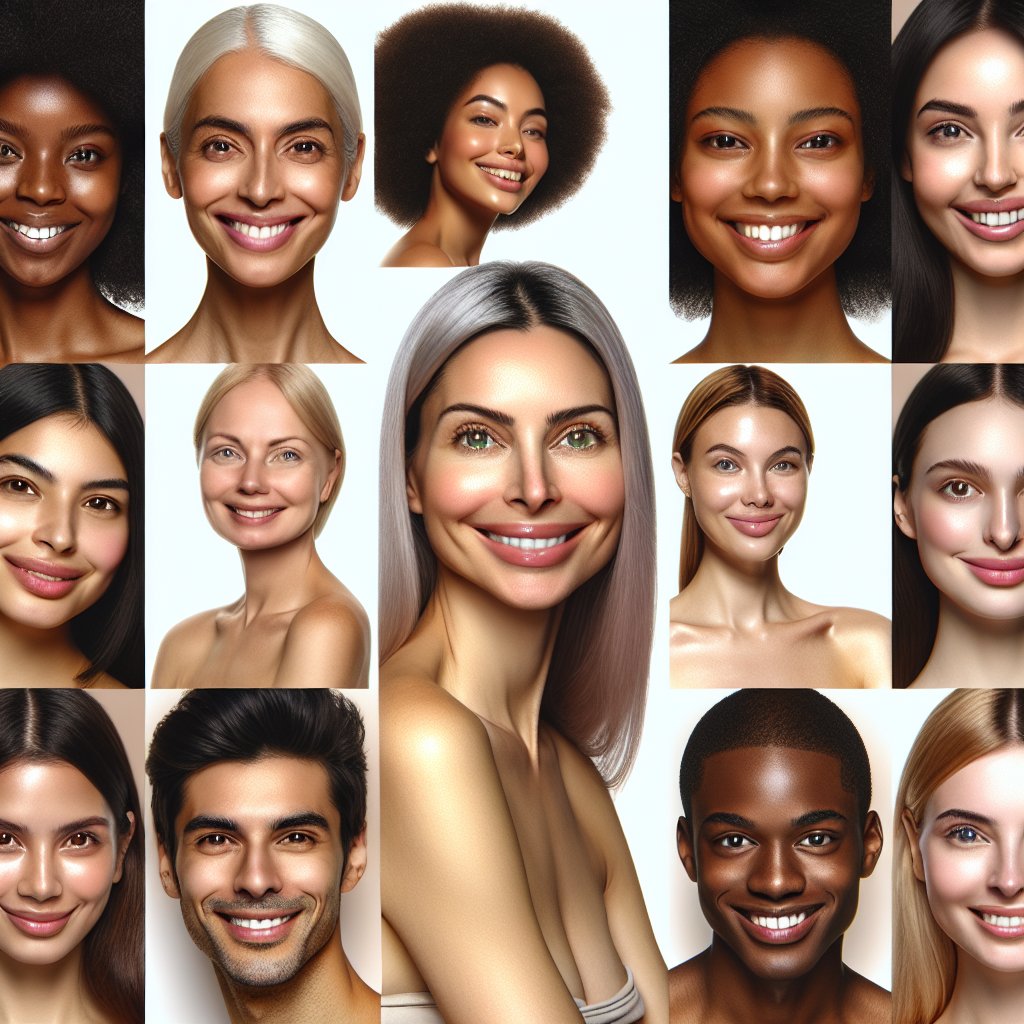 Diverse individuals of all ages and skin types showcase glowing, radiant skin after using Wishtrend's Vitamin C products.