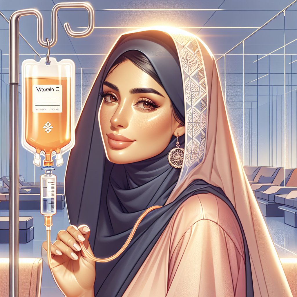 Relaxed person receiving a Vitamin C IV drip in a tranquil wellness center