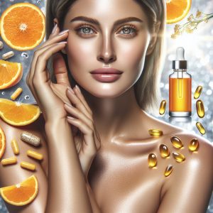 Close-up of radiant skin and skincare elements symbolizing vitality and rejuvenation