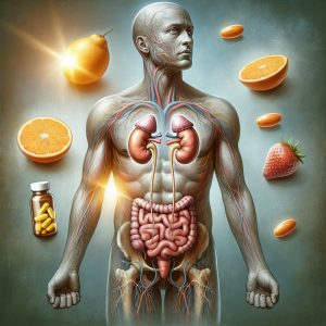 Illustration of adrenal fatigue and the importance of Vitamin C in supporting adrenal health