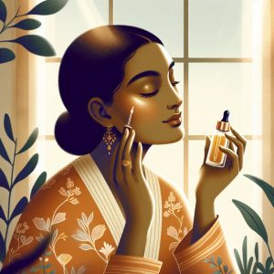 Person applying Vitamin C and Niacinamide serums in a calming daily routine