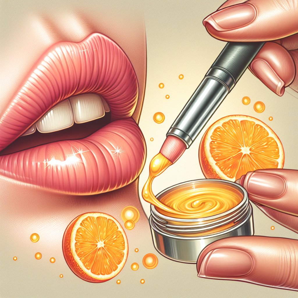 Radiant lips being pampered with a Vitamin C-infused lip balm