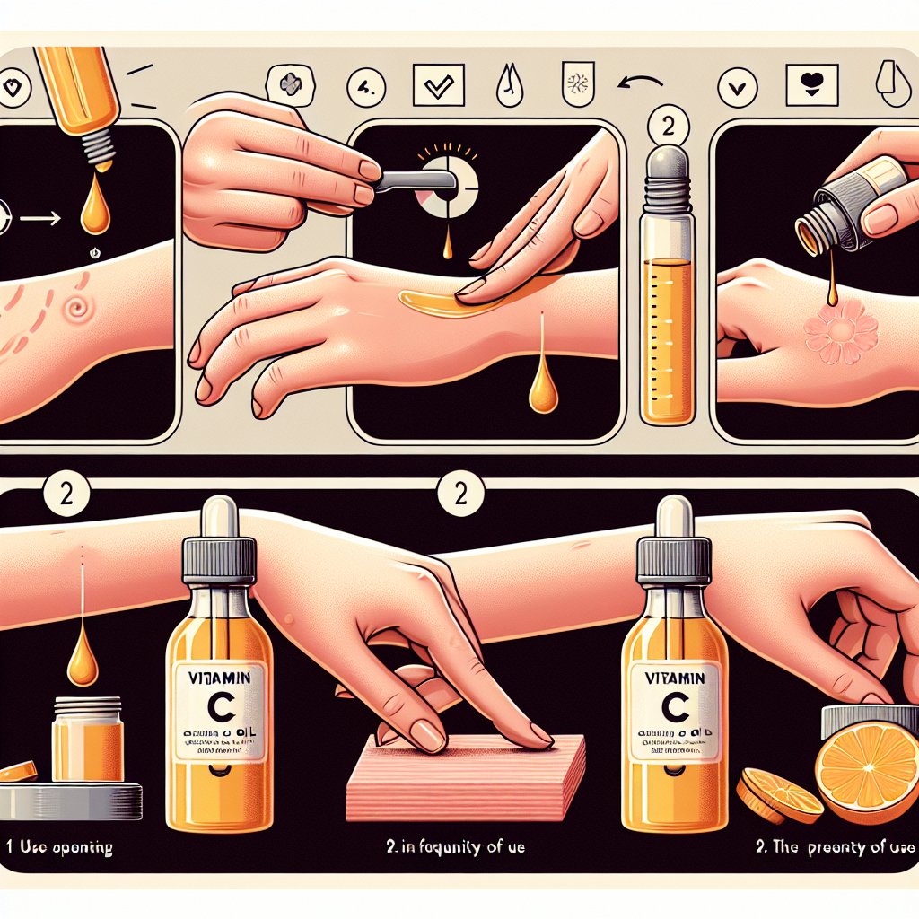 Hand gently applying Vitamin C oil to a scar