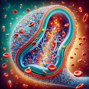 Illustration of healthy blood vessel protected by Vitamin E shield