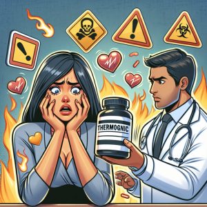 Worried person consulting healthcare professional about thermogenic supplements