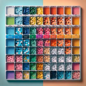 Neatly organized daily compartments filled with thermogenic pills labeled for optimal intake times