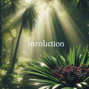 Serene forest scene with sunlight filtering through canopy onto saw palmetto plants, showcasing its natural beauty and healing essence.